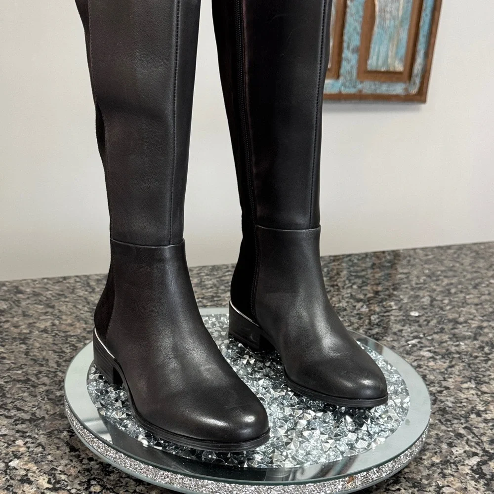 Alfani leather Black tall Boots with stretchy calf NEW 5.5